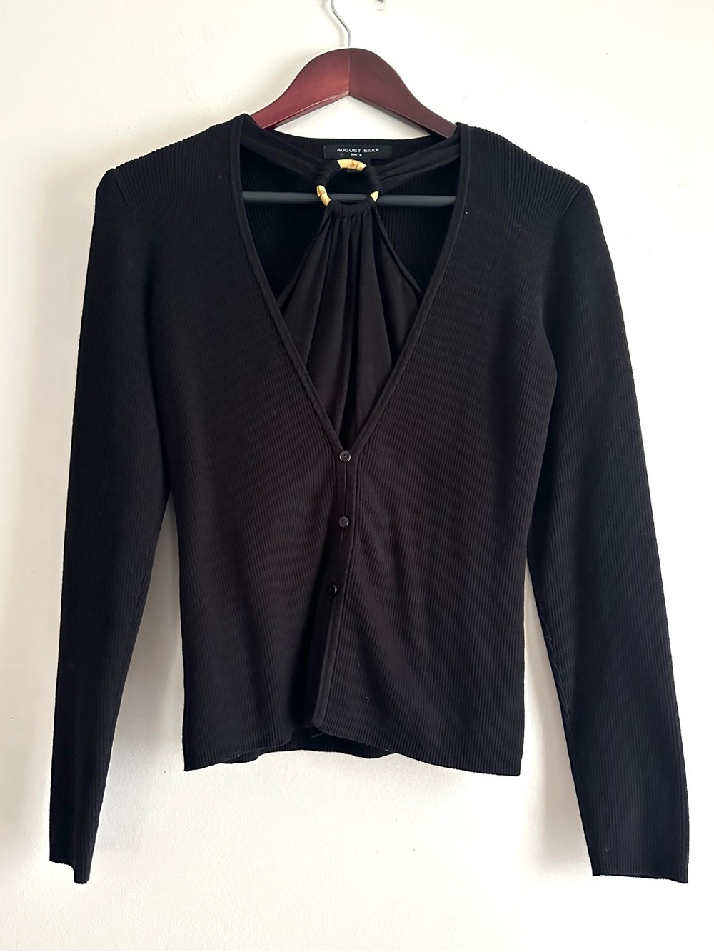 August Silk • Layered Look Halter Cardigan‎ Combo Top